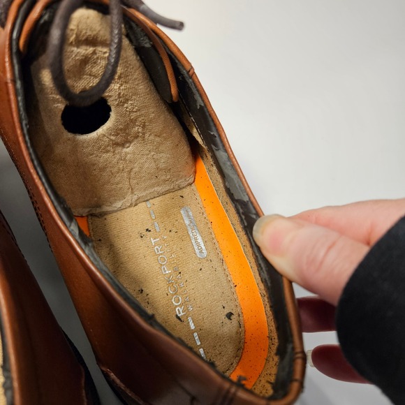 Rockport Walkability Mens Tan Brown Leather Derby Dress Shoes A12163 Size 11.5 M - Picture 12 of 14